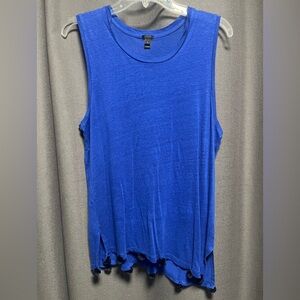 J. Crew royal blue tank with black Pom Pom trim detail